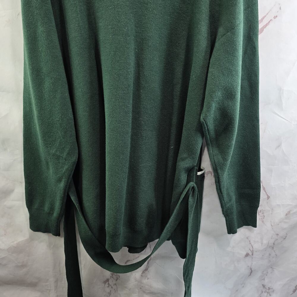 Draper James Sweater Womens 2X Dark Green Cardigan Tie Bow White Trim - Picture 7 of 14